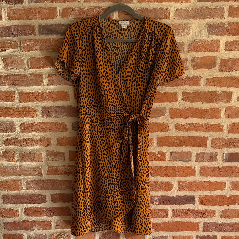 J. Crew factory animal print/Polka Dot Wrap Dress